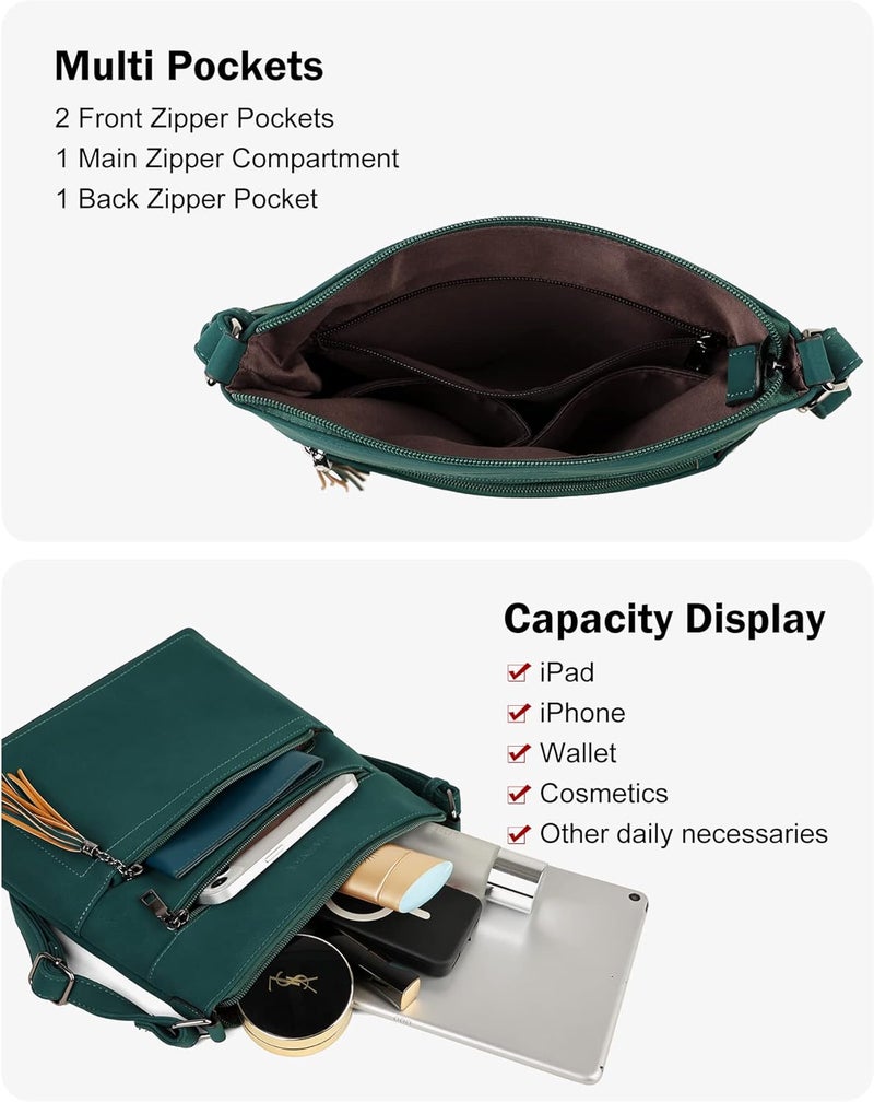MASINTOR Crossbody Purses for Women, Multi Pocket Casual Crossbody Bag, Adjustable Strap Shoulder Bag with Tassel - Image 3